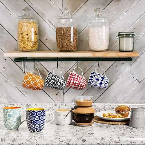 Annovero Large Coffee Mug Set of 6 - Porcelain Cups for Women or Men - Microwave & Dishwasher Safe, Chip Resistant, Zero Lead & Cadmium, for Tea, Cocoa, or Hot Chocolate, 16 Fluid Ounce Capacity - Image 7