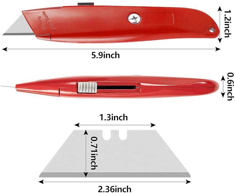 DIYSELF 2Pack Utility Knife Box Cutter Retractable Razor Blade Heavy Duty Box Cutters Knife PVC Pipe Cutter (Red) - Image 2