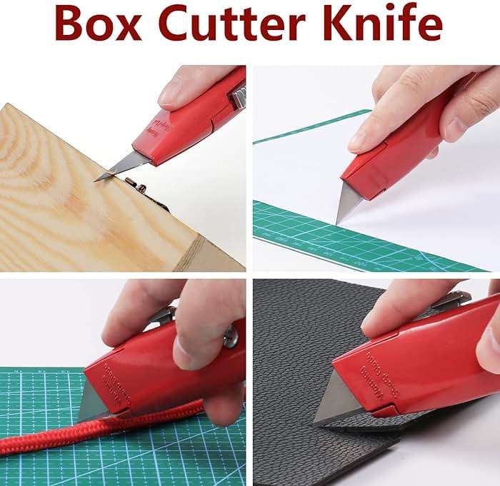 DIYSELF 2Pack Utility Knife Box Cutter Retractable Razor Blade Heavy Duty Box Cutters Knife PVC Pipe Cutter (Red) - Image 3