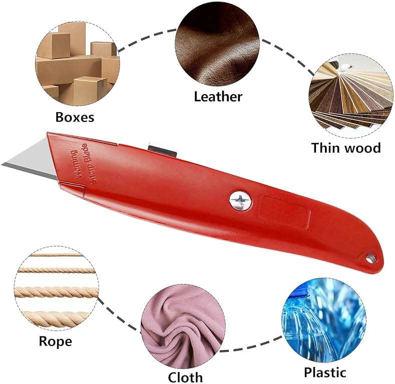 DIYSELF 2Pack Utility Knife Box Cutter Retractable Razor Blade Heavy Duty Box Cutters Knife PVC Pipe Cutter (Red) - Image 4