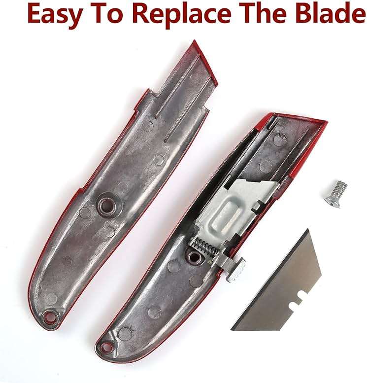 DIYSELF 2Pack Utility Knife Box Cutter Retractable Razor Blade Heavy Duty Box Cutters Knife PVC Pipe Cutter (Red) - Image 6