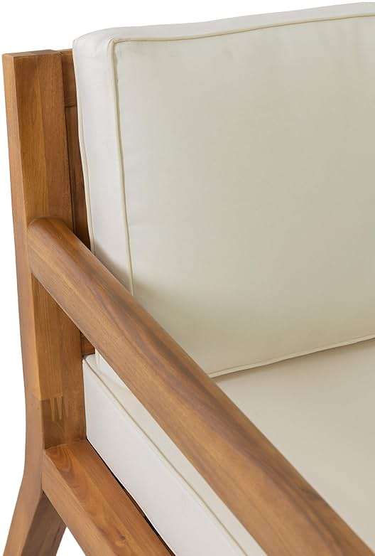 Christopher Knight Home Rossville Outdoor Club Chairs, Teak Finish + Beige - Image 9