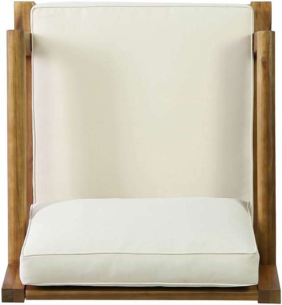 Christopher Knight Home Rossville Outdoor Club Chairs, Teak Finish + Beige - Image 10
