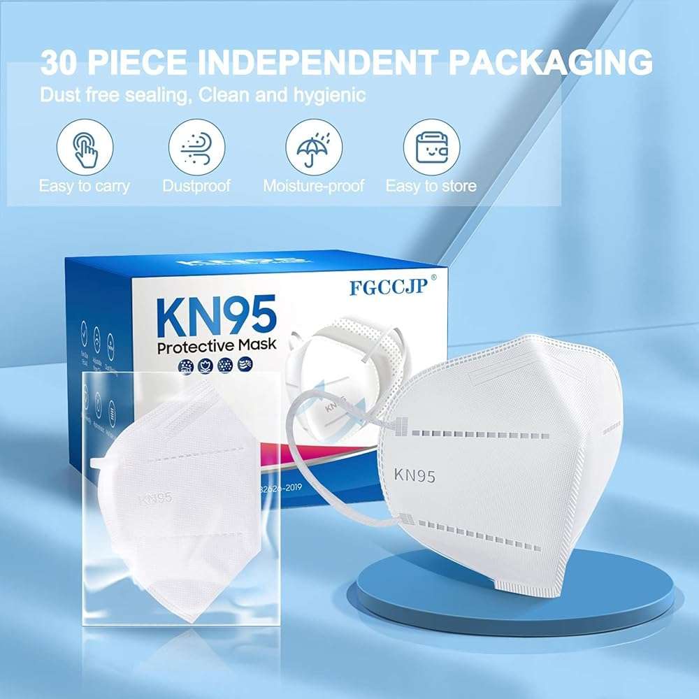 KN95 Face Mask 30pcs Disposable Face Masks Individual Packed Safety 5 Layers Breathable Cup Dust Masks Filtration>95% - Image 7