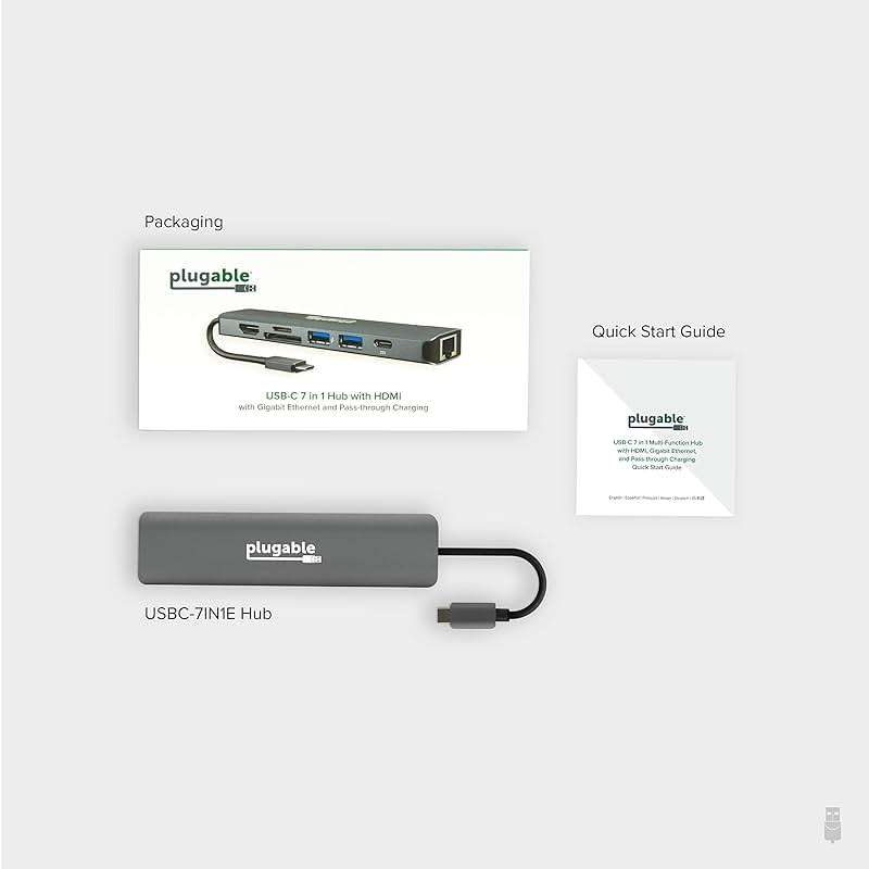 Plugable 7-in-1 USB C Hub Driverless Multiport Adapter with Ethernet, Single 4K60Hz HDMI, 100W Pass-Through Charging, 2X USB 3.0, SD/microSD, for USB-C, USB4, Thunderbolt, Mac, Windows, Chromebook - Image 7