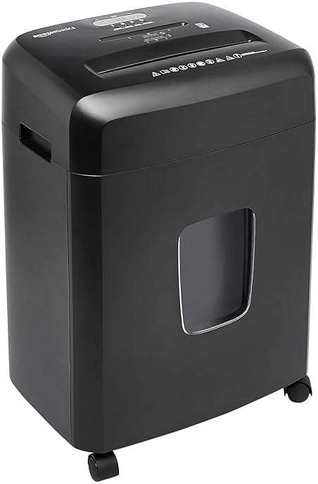 Amazon Basics 15-Sheet Cross Cut Paper Shredder for Home and Office, CD/Credit Card Shredder with 6 Gallon Wastebasket, Black - Image 1