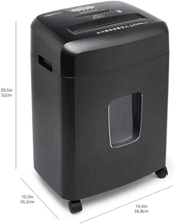 Amazon Basics 15-Sheet Cross Cut Paper Shredder for Home and Office, CD/Credit Card Shredder with 6 Gallon Wastebasket, Black - Image 3