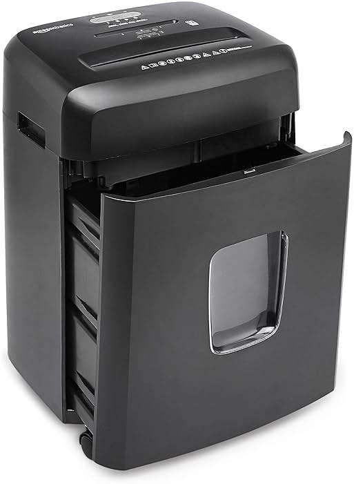 Amazon Basics 15-Sheet Cross Cut Paper Shredder for Home and Office, CD/Credit Card Shredder with 6 Gallon Wastebasket, Black - Image 4