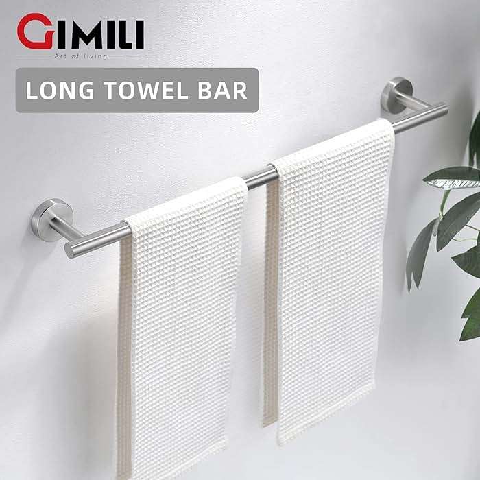 GIMILI 2 Pack 4 Piece Bathroom Hardware Set Brushed Nickel,Stainless Steel Bathroom Accessories Set, Towel bar Kit Wall Mounted, Toilet Paper Holder, Towel Bars, Robe Hook,Towel Rails and Rings - Image 2