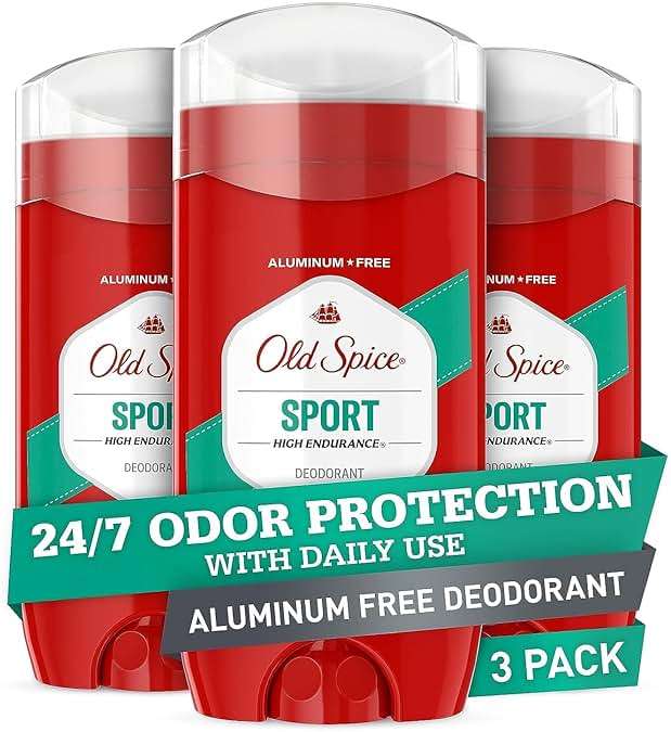Old Spice Aluminum Free Deodorant For Men, High Endurance, 24/7 Sweat Defense & Odor Protection to Eliminate Odors, 24/7 Freshness & Lasting Scent, Sport Scent, 3.0 oz (Pack of 3) - Image 1