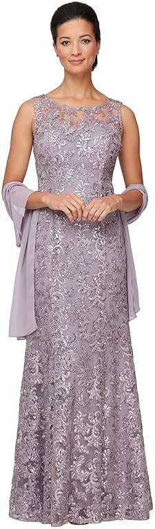 Alex Evenings Women's Long Sleeveless Mother of the Bride Dress with Shawl - Image 1