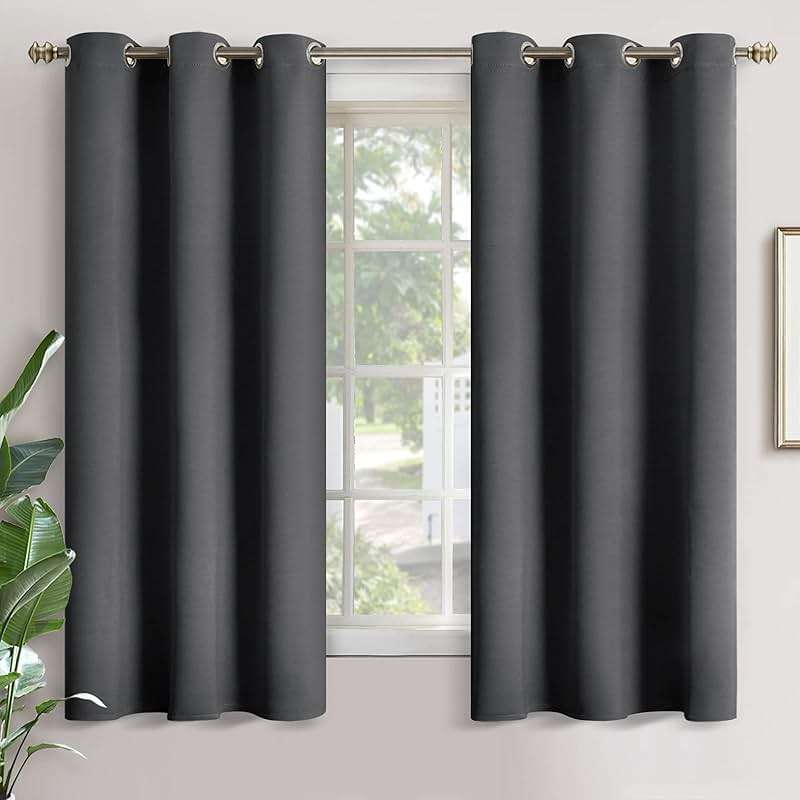 YoungsTex Blackout Curtains 63 Inches Long 2 Panels Set - Room Darkening Drapes with Grommet Thermal Insulated Privacy for Living Room Bedroom Window, 42 x 63 Inch, Dark Grey - Image 1