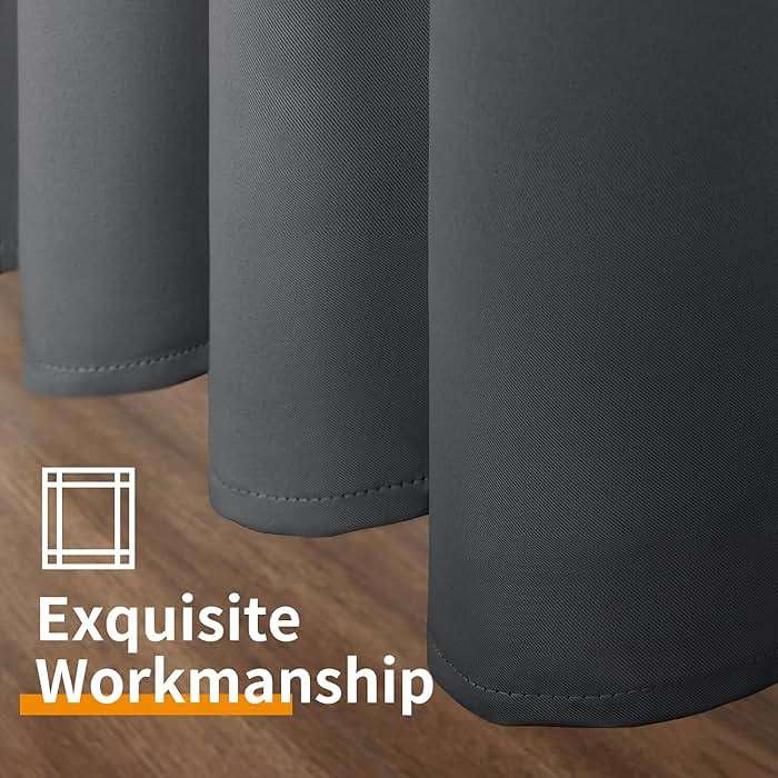 YoungsTex Blackout Curtains 63 Inches Long 2 Panels Set - Room Darkening Drapes with Grommet Thermal Insulated Privacy for Living Room Bedroom Window, 42 x 63 Inch, Dark Grey - Image 7