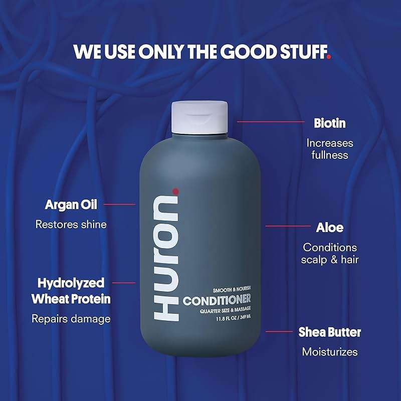 Huron Conditioner for Men and Women, Hydrating & Strengthening Conditioner with Citrus + Juniper + Greens, Smoothing & Moisturizing Hair Treatment, Non-Toxic Clean Ingredients, 11.8 fl oz - Image 4