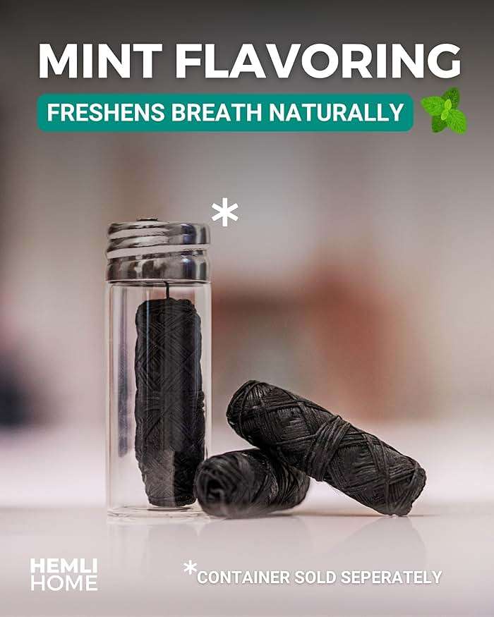 Bamboo Charcoal Dental Floss Refills, Bambo Woven Fibres, 5 x 33 Yards, Organic Refillable Dental Floss, Natural Floss, Eco-Friendly Floss. Plant-Based Candelilla Wax Floss with Natural Mint Flavoring - Image 4