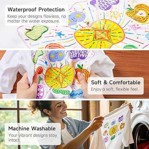 66 Colors Fabric Paint, Shuttle Art 3D Fabric Paint with Stencil and Brushes, Permanent Textile Paint Includes Neon, Metallic, Glitter and Glow in the Dark Paint, Ideal for Clothing and DIY Decoration - Image 7