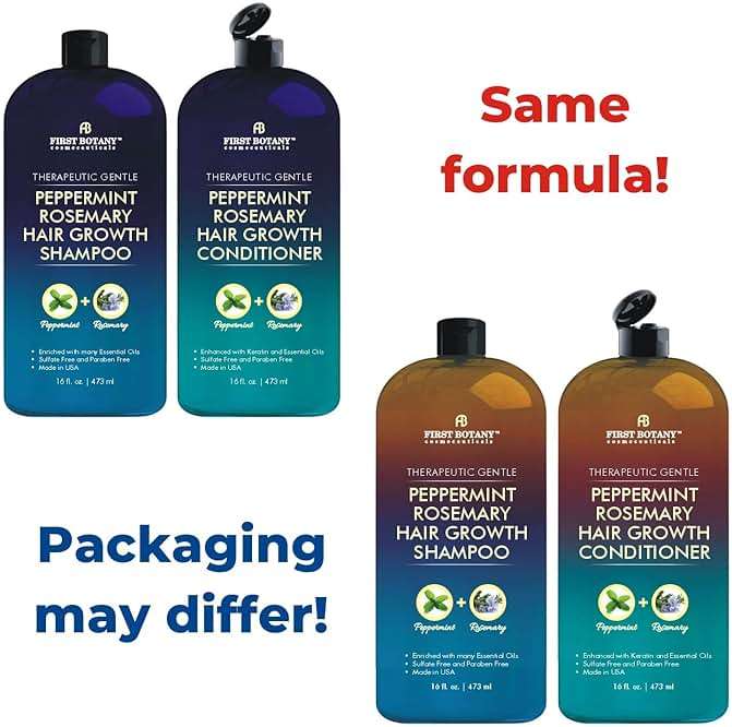 First Botany, Peppermint Rosemary Hair Regrowth and Anti Hair Loss Shampoo and Conditioner Set - Daily Hydrating, Detoxifying, Volumizing Shampoo and Fights Dandruff For Men and Women 16 fl oz x 2 - Image 5