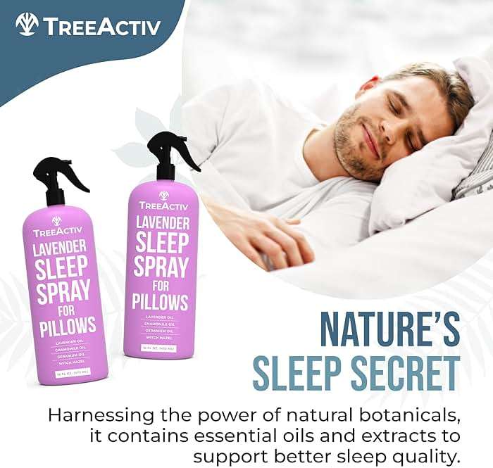 TreeActiv Sleep Spray Calming Lavender Chamomile, Soothing Witch Hazel & Lavender Pillow Spray Air Freshener for Room, Bed, Fabric, Pillows & Linen Mist for Sleeping & Relaxation, 4000+ Sprays, 16 Oz - Image 2