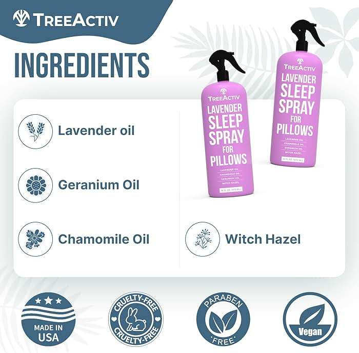 TreeActiv Sleep Spray Calming Lavender Chamomile, Soothing Witch Hazel & Lavender Pillow Spray Air Freshener for Room, Bed, Fabric, Pillows & Linen Mist for Sleeping & Relaxation, 4000+ Sprays, 16 Oz - Image 4