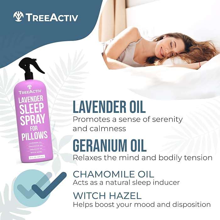 TreeActiv Sleep Spray Calming Lavender Chamomile, Soothing Witch Hazel & Lavender Pillow Spray Air Freshener for Room, Bed, Fabric, Pillows & Linen Mist for Sleeping & Relaxation, 4000+ Sprays, 16 Oz - Image 5