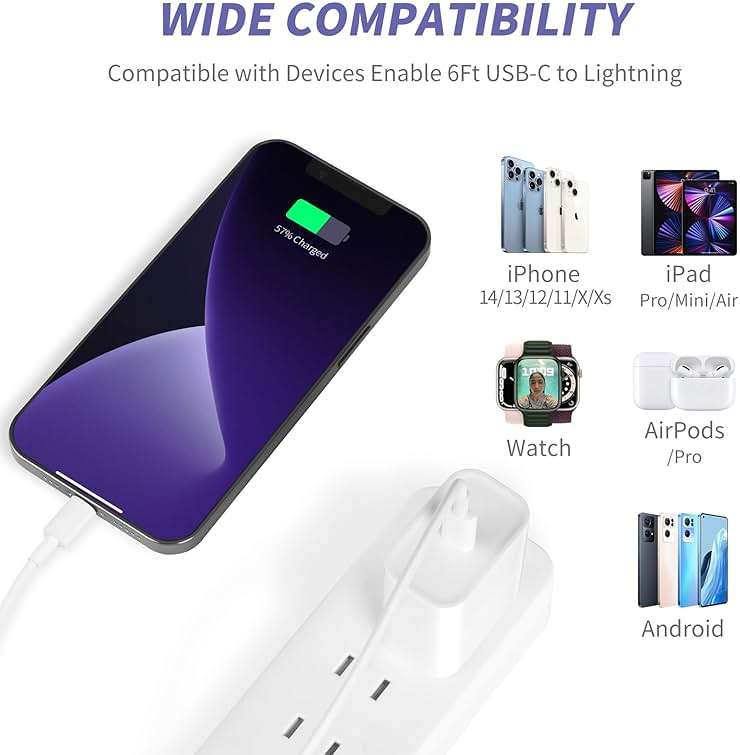 iPhone Charger Fast Charging,[MFi Certified] 2Pack 20W Type C Fast Charger Block with [10FT&6FT] USB C to Lightning Cable Compatible for iPhone 14/13/12/11 Pro Max/Xs Max/XR/X,iPad - Image 6