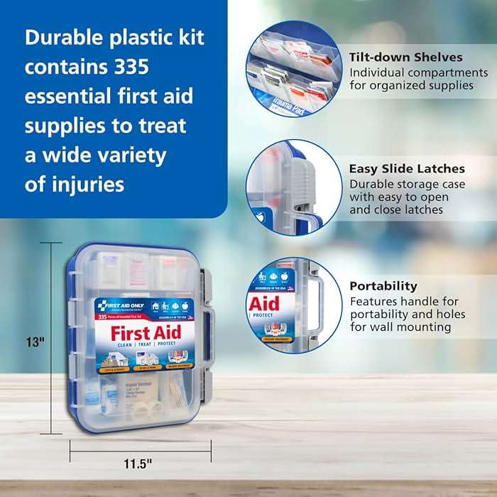 First Aid Only 91247 OSHA-Compliant First Aid Kit, All-Purpose 100-Person Emergency First Aid Kit for Business, Worksite, Home, and Car, 335 Pieces, Multicolored - Image 5