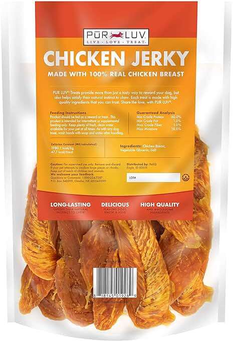 Pur Luv Chicken Jerky Dog Treats, Made with 100% Real Chicken Breast, 16 Ounces, Healthy, Easily Digestible, Long-Lasting, High Protein, Satisfies Dog's Urge to Chew - Image 2
