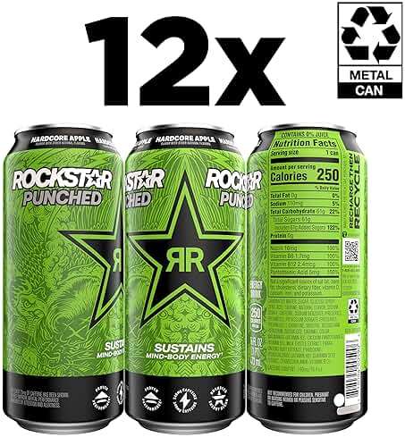 Rockstar Energy Drink Punched Hardcore Apple, 16oz Cans (12 Pack) - Image 5