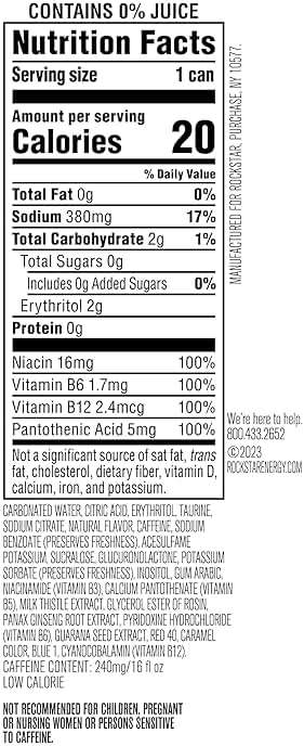Rockstar Pure Zero Energy Drink, Fruit Punch, 0 Sugar, with Caffeine and Taurine, 16oz Cans (12 Pack) (Packaging May Vary) - Image 2