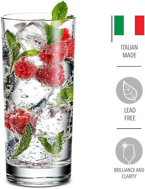 Godinger Highball Drinking Glasses, Italian Made Tall Glass Cups, Water Glasses Drinking Set, Cocktail Glasses - 14oz, Set of 4, Made In Italy - Image 3