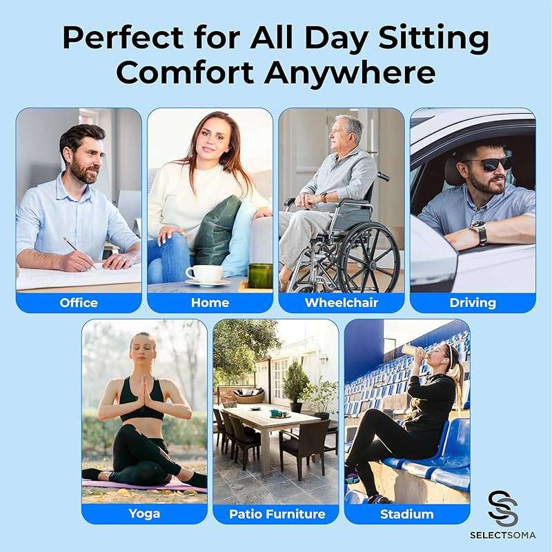 SelectSoma Double-Thick Gel Seat Cushion for Long Sitting Pressure Relief for Back, Sciatica, Coccyx, Tailbone Pain - Cushion for Airplane Travel, Office Chair, Wheelchair, Car & Truck - Egg Seat Pad - Image 5