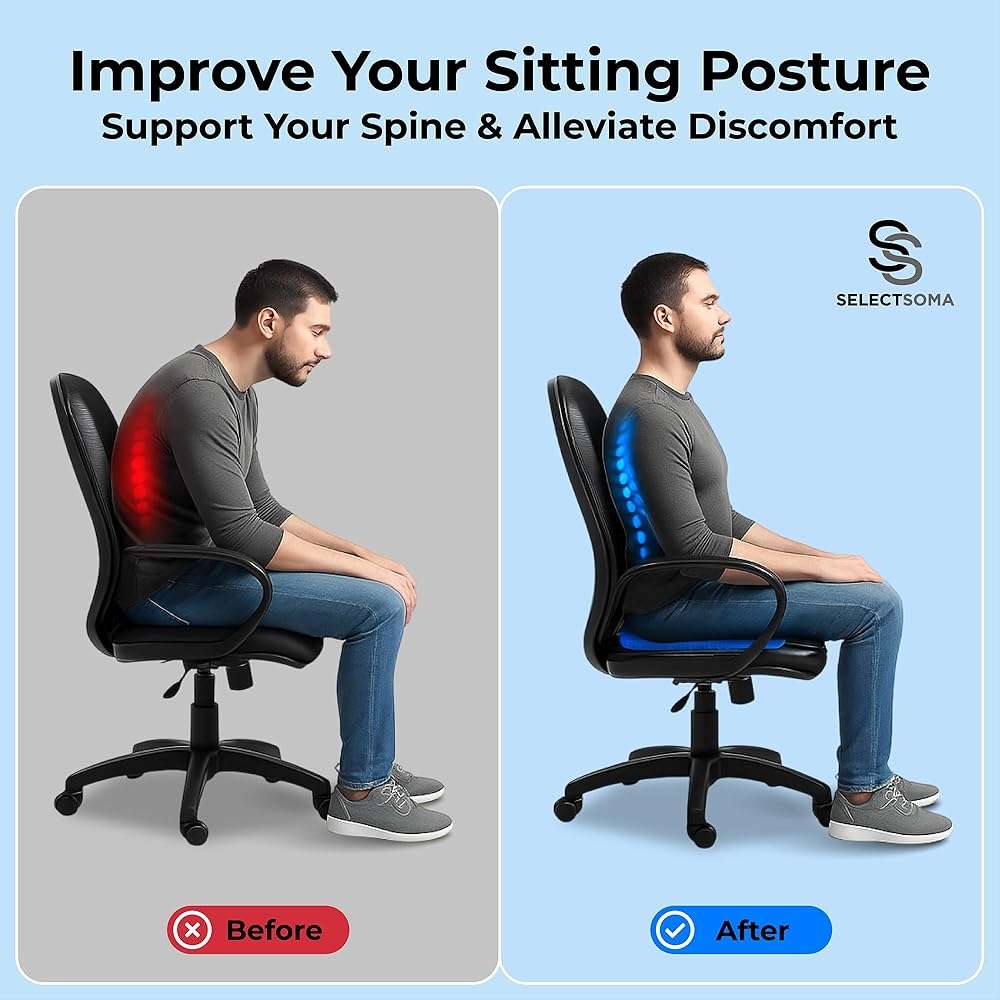 SelectSoma Double-Thick Gel Seat Cushion for Long Sitting Pressure Relief for Back, Sciatica, Coccyx, Tailbone Pain - Cushion for Airplane Travel, Office Chair, Wheelchair, Car & Truck - Egg Seat Pad - Image 8