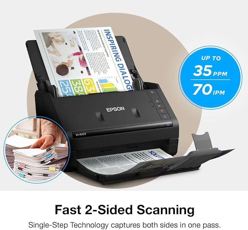 Epson Workforce ES-400 II Color Duplex Desktop Document Scanner for Computers Including PC and Mac with Auto Document Feeder and Image Adjustment Tools - Image 5