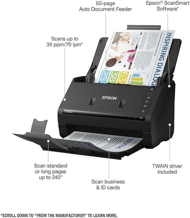Epson Workforce ES-400 II Color Duplex Desktop Document Scanner for Computers Including PC and Mac with Auto Document Feeder and Image Adjustment Tools - Image 10
