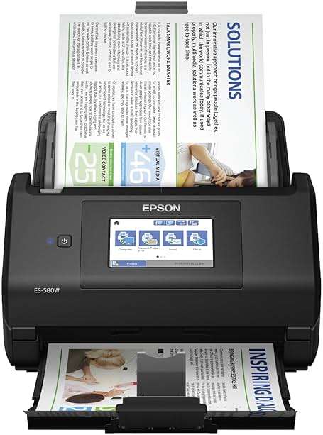 Epson Workforce ES-580W Wireless Color Duplex Desktop Document Scanner for Computers Including PC and Mac with 100 Sheet ADF Auto Feeder and Intuitive 4.3 in Touchscreen, Black - Image 1
