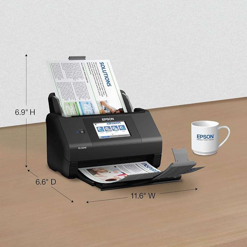 Epson Workforce ES-580W Wireless Color Duplex Desktop Document Scanner for Computers Including PC and Mac with 100 Sheet ADF Auto Feeder and Intuitive 4.3 in Touchscreen, Black - Image 4