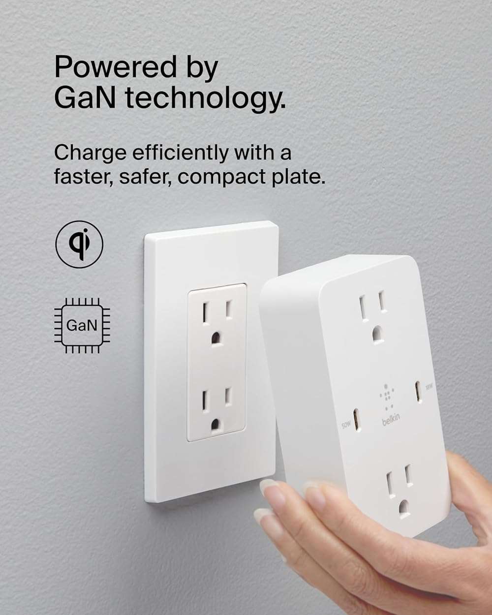 Belkin Multi-Outlet Extender, Fast Charging USB-C Plug Adapter - Safe Charge for MacBook Pro, Chromebook, Apple iPhone 17, Air, 16, 15, 14, Samsung Galaxy S25, Nintendo Switch 2, & More - White - Image 2