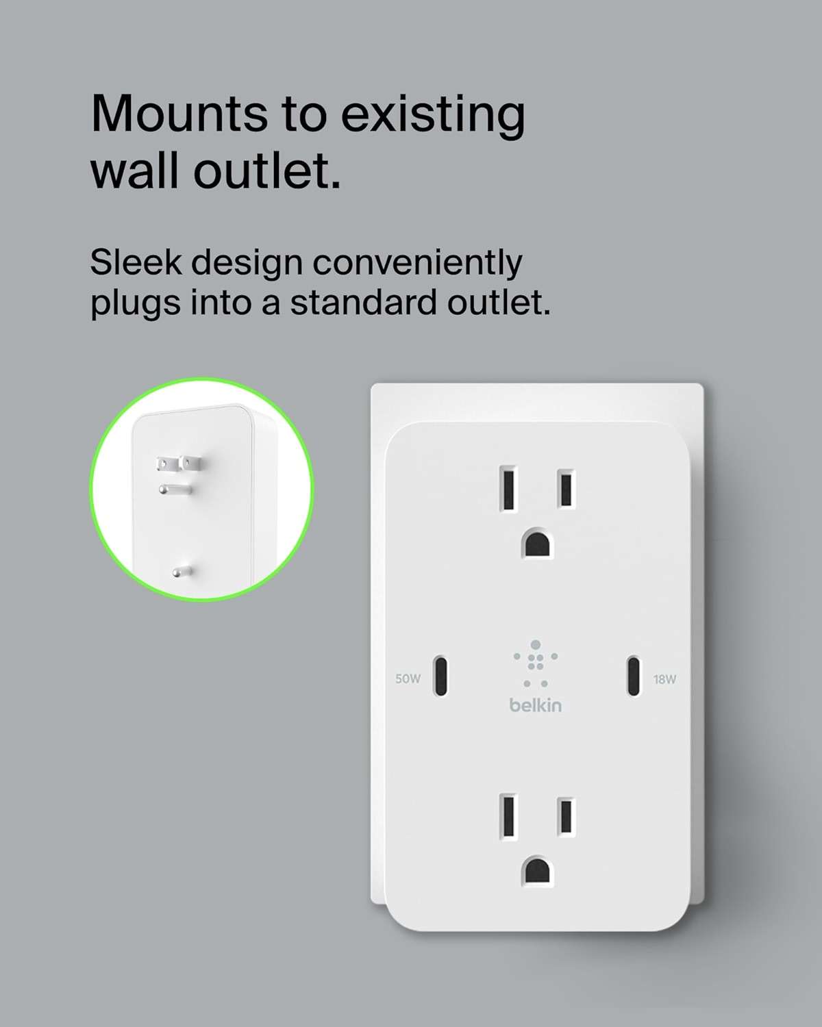 Belkin Multi-Outlet Extender, Fast Charging USB-C Plug Adapter - Safe Charge for MacBook Pro, Chromebook, Apple iPhone 17, Air, 16, 15, 14, Samsung Galaxy S25, Nintendo Switch 2, & More - White - Image 6