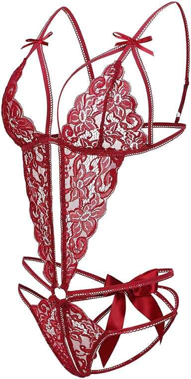 Donnalla Women's Deep V Lace Teddy One Piece Lingerie Cutout Strappy Lingerie - Image 2
