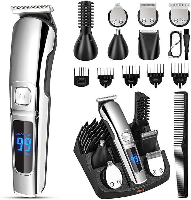 Ufree Beard Trimmer for Men, Waterproof Electric Razor for Nose, Body, Face & Mustache, Cordless Hair Clippers Shavers Grooming Kit, Gifts for Men Husband Father - Image 1