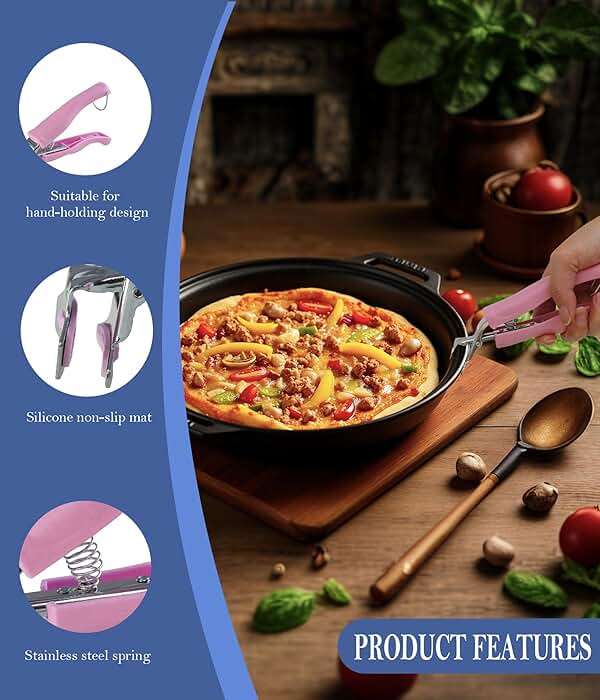 SPTECHMAKE Stainless Steel Anti-Scalding Hot Bowl Dish Plate Gripper Clips Tongs Clamp Holder for Moving Hot Plate or Bowls with Food Out from Instant Pot Microwave Oven (2, Green,Pink) - Image 4