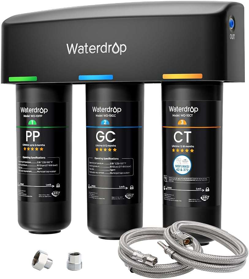 Waterdrop TSA 8 Layer Under Sink Water Filter System, Under Sink Water Filtration System, Reduces PFAS, PFOA/PFOS, Fluoride, Chlorine, Bad Taste & Odor, NSF/ANSI 42 Certified, Direct Connect to Faucet - Image 1