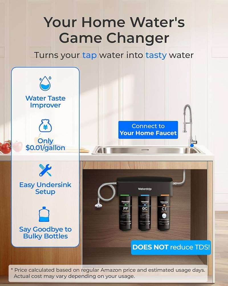 Waterdrop TSA 8 Layer Under Sink Water Filter System, Under Sink Water Filtration System, Reduces PFAS, PFOA/PFOS, Fluoride, Chlorine, Bad Taste & Odor, NSF/ANSI 42 Certified, Direct Connect to Faucet - Image 3