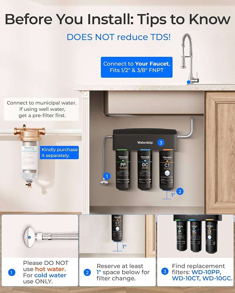 Waterdrop TSA 8 Layer Under Sink Water Filter System, Under Sink Water Filtration System, Reduces PFAS, PFOA/PFOS, Fluoride, Chlorine, Bad Taste & Odor, NSF/ANSI 42 Certified, Direct Connect to Faucet - Image 7