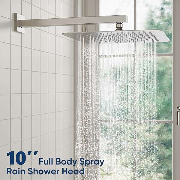 ESNBIA Shower System,10 Inches Shower Faucet Set with Pressure Balance Valve, Rain Shower Head with Handheld Spray Combo, Brushed Nickel - Image 4