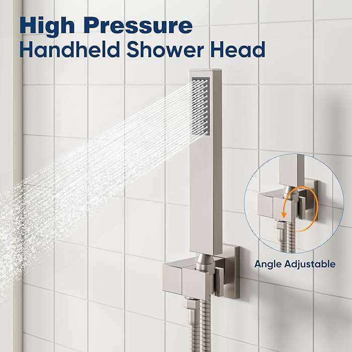 ESNBIA Shower System,10 Inches Shower Faucet Set with Pressure Balance Valve, Rain Shower Head with Handheld Spray Combo, Brushed Nickel - Image 5
