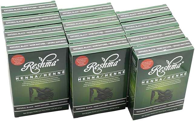Reshma Beauty 30 Minute Henna Hair Color Infused with Plant - Based Lawsonia Inermis 100% Gray Coverage for Soft, Shiny Hair, Hair Dye—12.6 oz Pack of 12 (Black) - Image 1