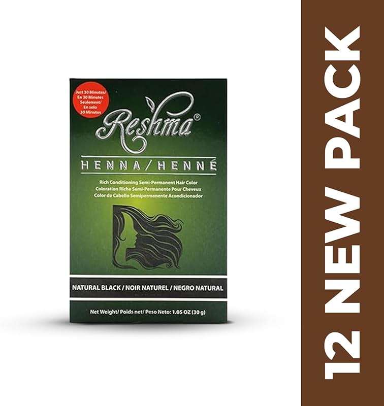 Reshma Beauty 30 Minute Henna Hair Color Infused with Plant - Based Lawsonia Inermis 100% Gray Coverage for Soft, Shiny Hair, Hair Dye—12.6 oz Pack of 12 (Black) - Image 2