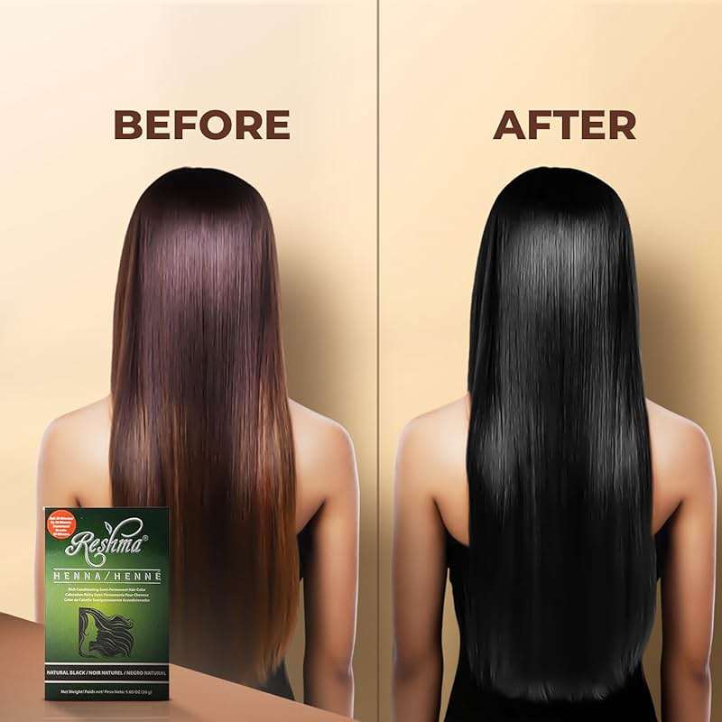 Reshma Beauty 30 Minute Henna Hair Color Infused with Plant - Based Lawsonia Inermis 100% Gray Coverage for Soft, Shiny Hair, Hair Dye—12.6 oz Pack of 12 (Black) - Image 4