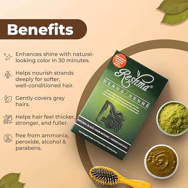 Reshma Beauty 30 Minute Henna Hair Color Infused with Plant - Based Lawsonia Inermis 100% Gray Coverage for Soft, Shiny Hair, Hair Dye—12.6 oz Pack of 12 (Black) - Image 5
